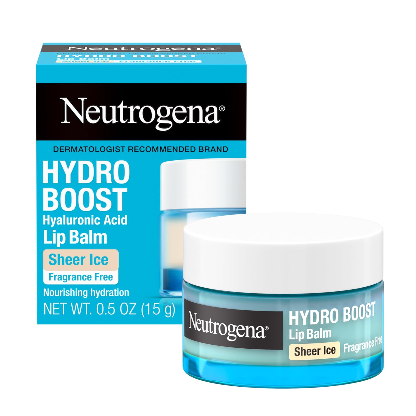 Neutrogena Hydro Boost Hyaluronic Acid, Unscented Lip Balm Leaves Lips Feeling Hydrated, Sheer Ice Nude Lip Balm with a Sweet Sugar Flavor, Fragrance
