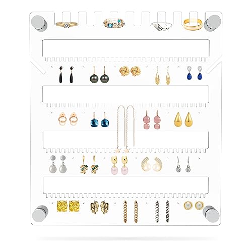SUPERIOR ESSENTIALS 5-Tier Jewelry Organizer - Elegant Jewelry Holder Organizer for Studs, Earrings, Necklaces, and Rings - Wall-Mountable Hanging…