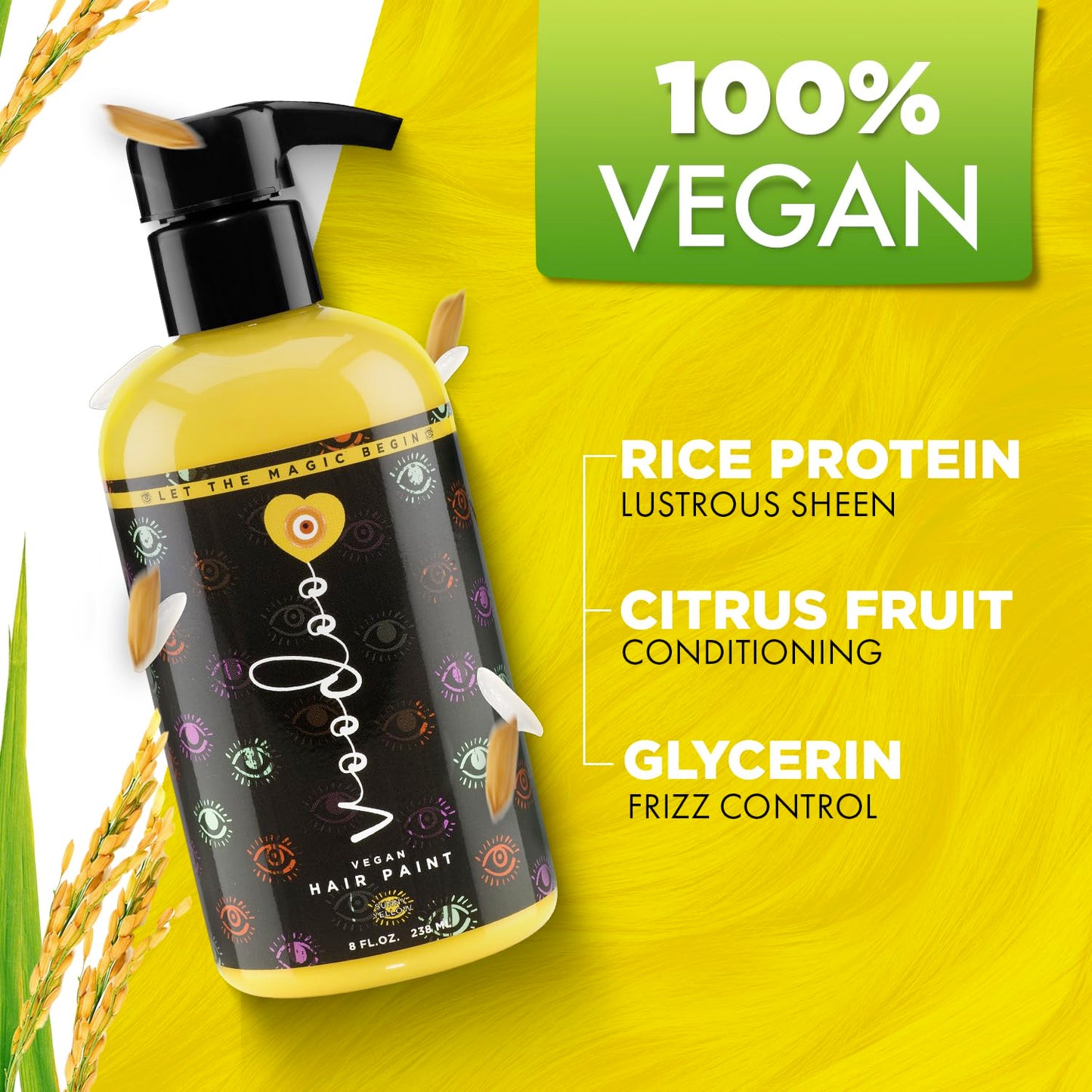 MOEHAIR Semi-Permanent Hair Color | Yellow Hair Dye 8 Oz | No Ammonia, Sulfate or Paraben | Easy-to-use & Apply at Home | Vegan & Cruelty-Free |