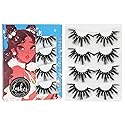 Losha 25mm Lashes 3D Faux Mink Lashes Fluffy Volume Eyelashes Thick Crossed Luxurious Soft Wispy Lashes Pack 4 Pairs Dramatic Eye Makeup (45A)