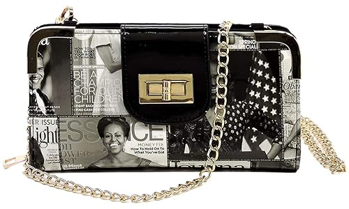 Glossy magazine cover collage cross body handbags purses clutches and wallets Michelle Obama bags (Wallet 6)