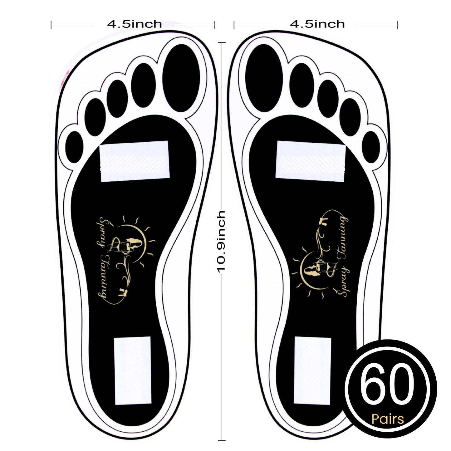 60 Pairs(120 Feets) Disposable Black Tanning Feet Pads Sunless Airbrush Spray Tent Protect Foot Shaped Spray Tan Sandals