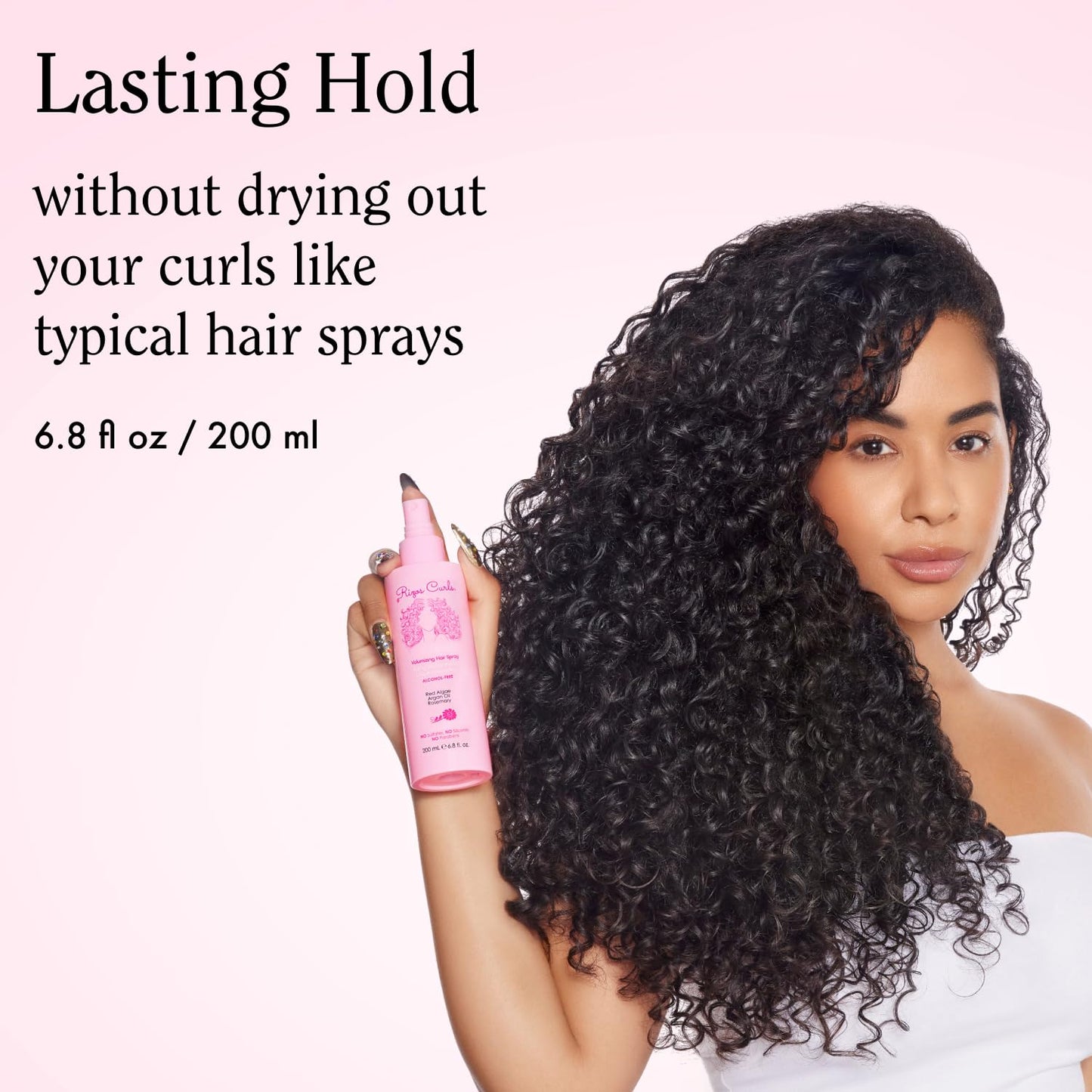 Rizos Curls Alcohol-Free Curl Hair Spray - Flexible Hold, Volume & Frizz Control - Adds Shine & Bounce for All Hair Types Wavy, Curly, Coily 1a-4c