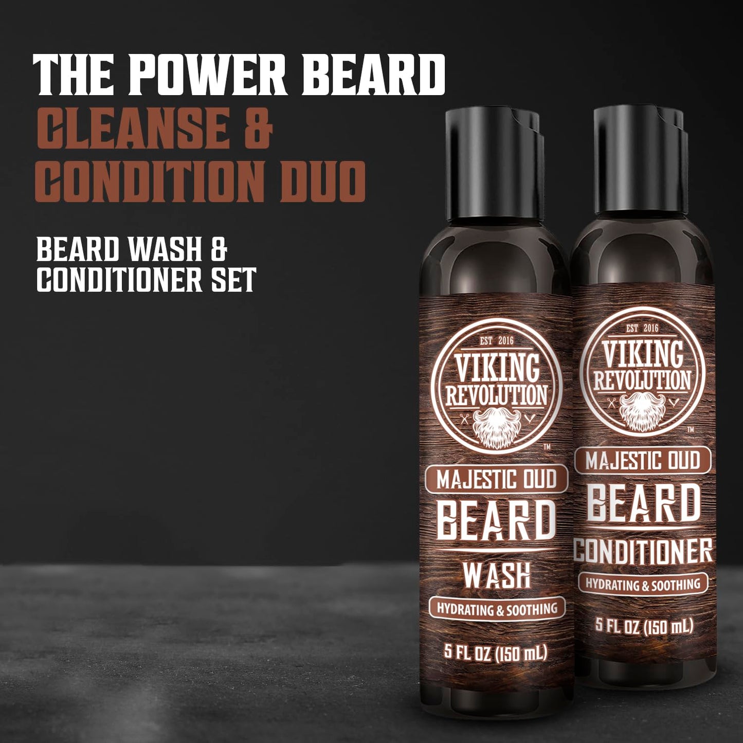 Viking Revolution Beard Wash and Beard Conditioner for Men with Argan Oil and Jojoba Oil - Beard Softener and Strengthener Beard Care Beard Shampoo