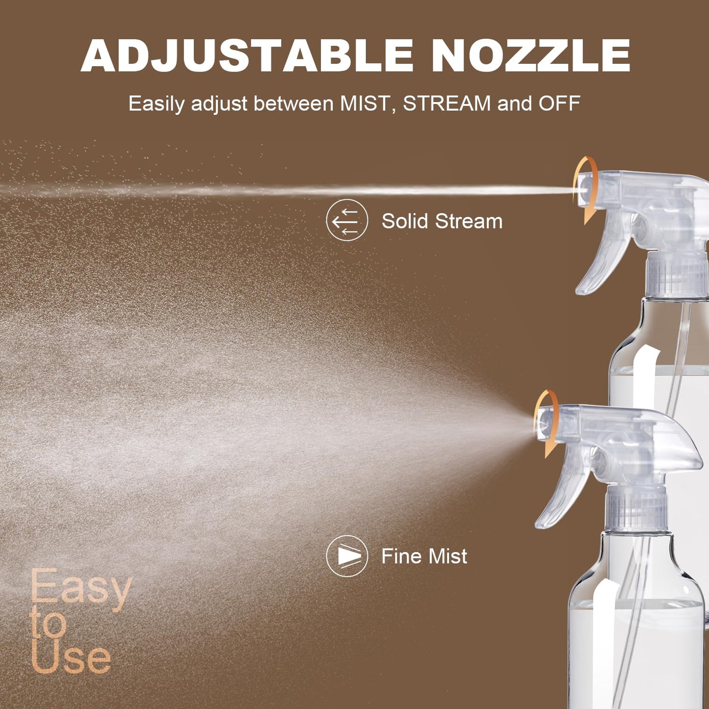 airbee Plastic Spray Bottles (2-Pack, 16.3 Oz) Heavy Duty Spraying, Mist & Stream, Empty Water Sprayer Bottle for Cleaning Solutions, Essential Oils Beauty and Personal Care airbee