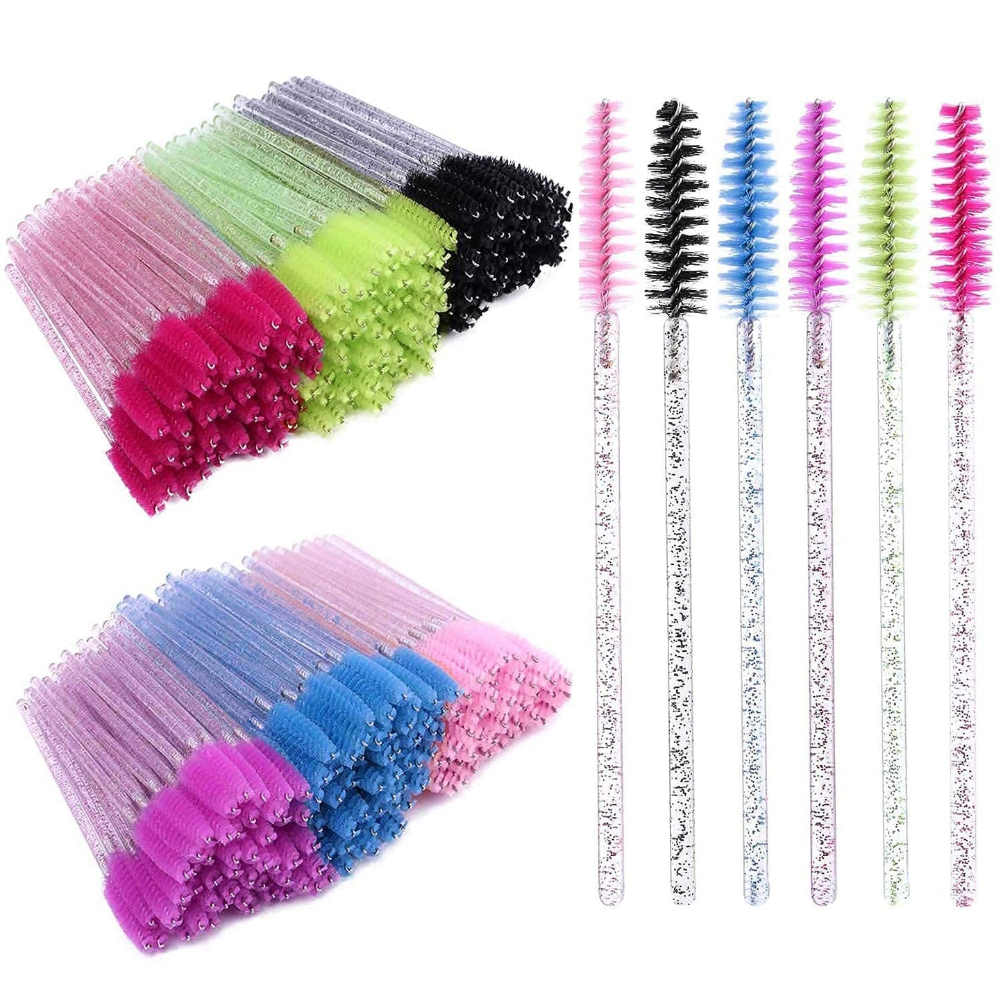 300Pcs Disposable Eyelash Mascara Brushes for Eye Lashes Extension Eyebrow and Makeup for Eye Lash Extension, Eyebrow and Makeup Crystal 6