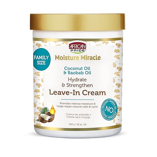 African Pride Moisture Miracle Coconut Oil & Baobab Oil Leave-In Hair Cream - Provides Intense Moisture & Helps Repair Natural Coils & Curls, Hydrates