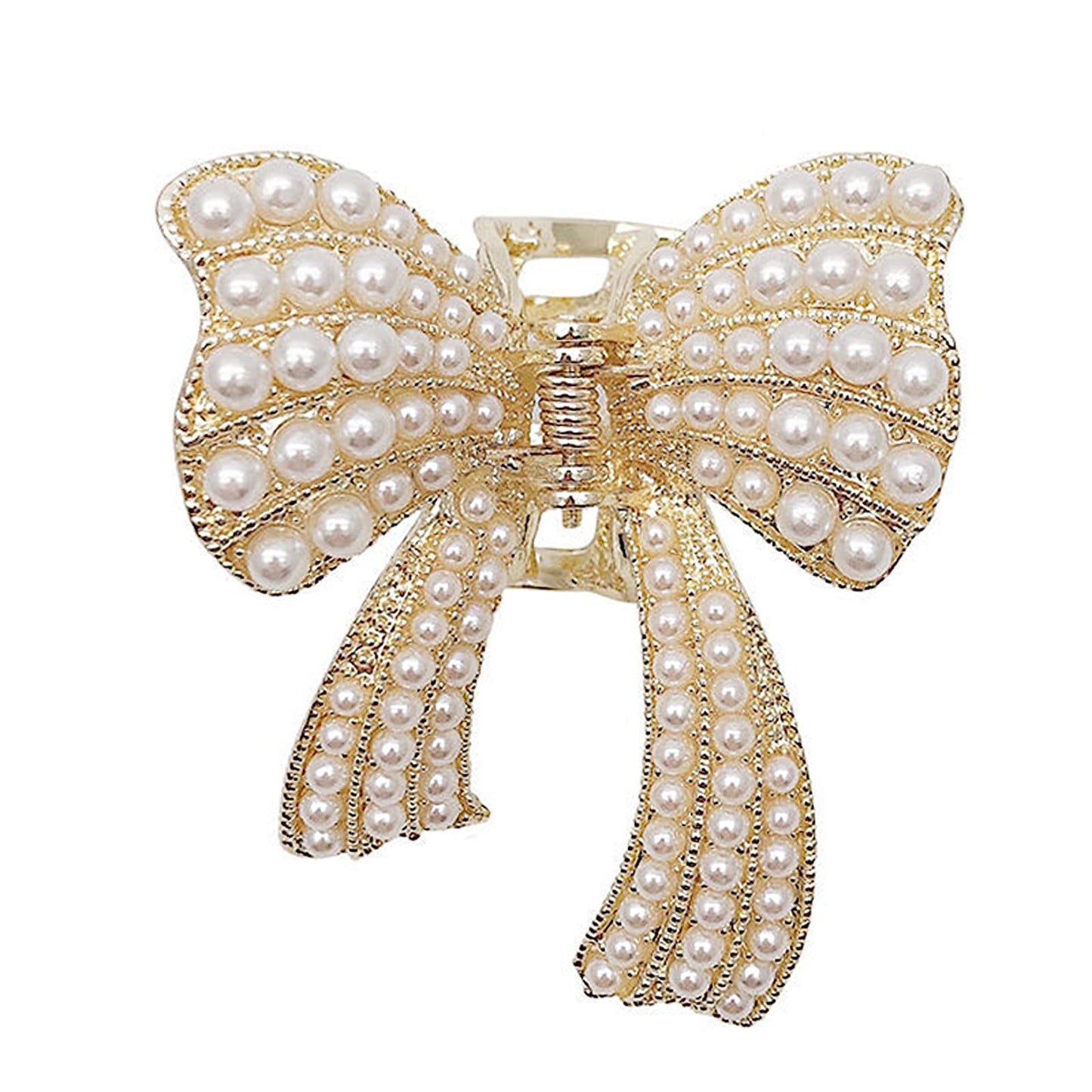 Pearl Hair Clip Butterfly Hair Barrette Elegant Metal Retro Hairpin for Women Girls(Open Shape Claw Clip, Gold)