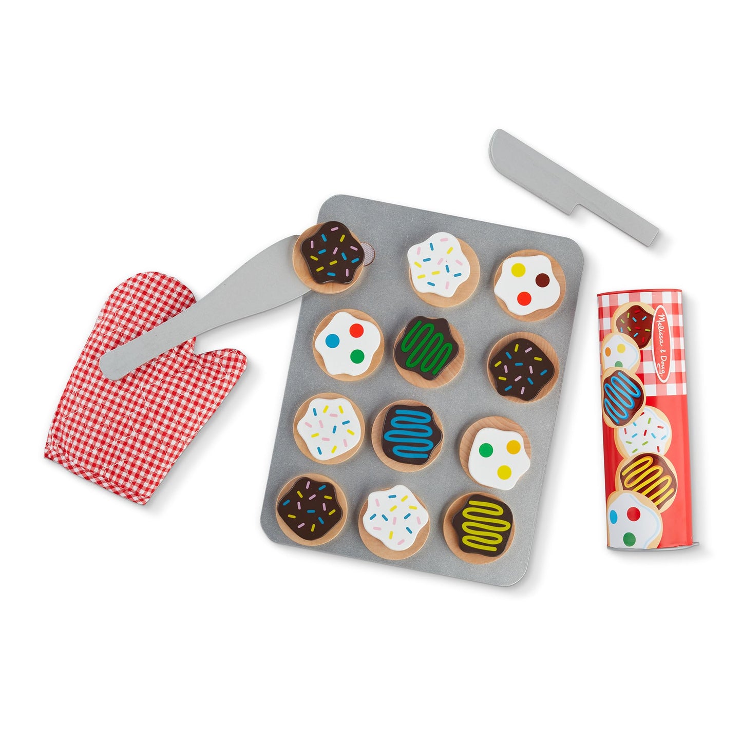 Melissa & Doug Wooden Slice & Bake Cookie Play Set with Toppings & Baking Sheet – Pretend Play Food Toy for Kids Ages 3+