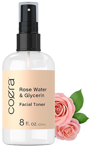 Coera Rose Water & Glycerin Spray for Face | 8 fl oz | Facial Toner | Hydrating & Moisturizing for Skin and Hair | Free of Parabens, SLS,