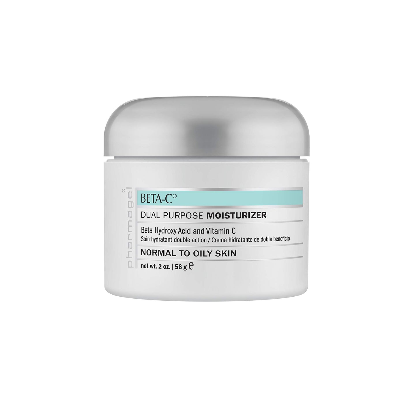 Pharmagel Beta-C Dual Action Moisturizer Normal to Oily Skin | Brightening and Smoothing Face Moisturizer | Pore Minimizer & Rejuvenation - 2 oz.