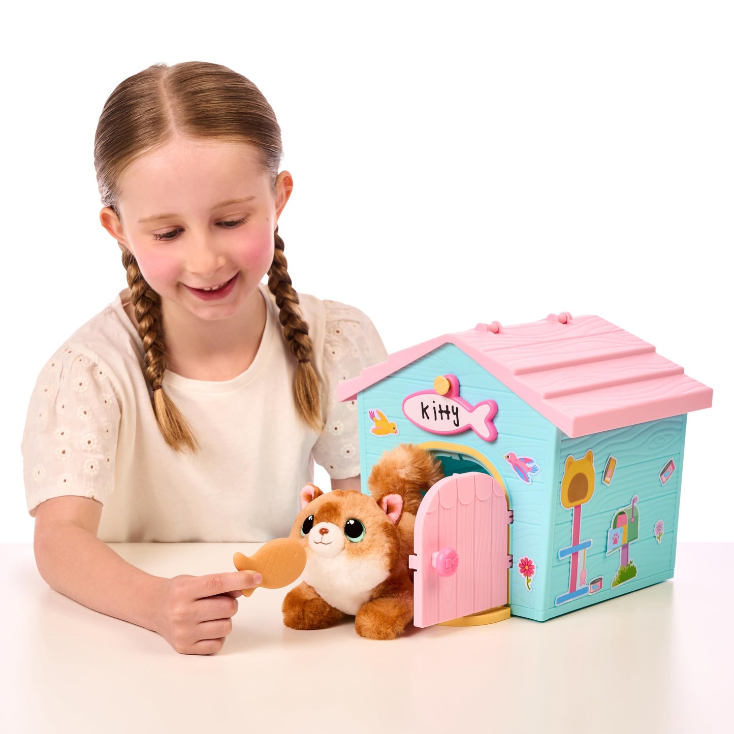 Little Live Pets My Kitty's Home Mini Playset, Mystery Kitty Plush Reveal, Build and Decorate Toy Pet Carrier, Repeat Play, Cat House Toys for Kids 5+
