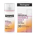 Neutrogena Purescreen+ Invisible Daily Defense Mineral Sunscreen for Face with SPF 30, Broad Spectrum Mineral Sunscreen with Vitamin E, Water