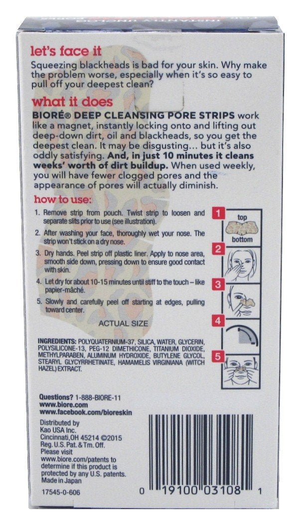 Biore Deep Cleansing Pore Strips 8 Count Nose (3 Pack)