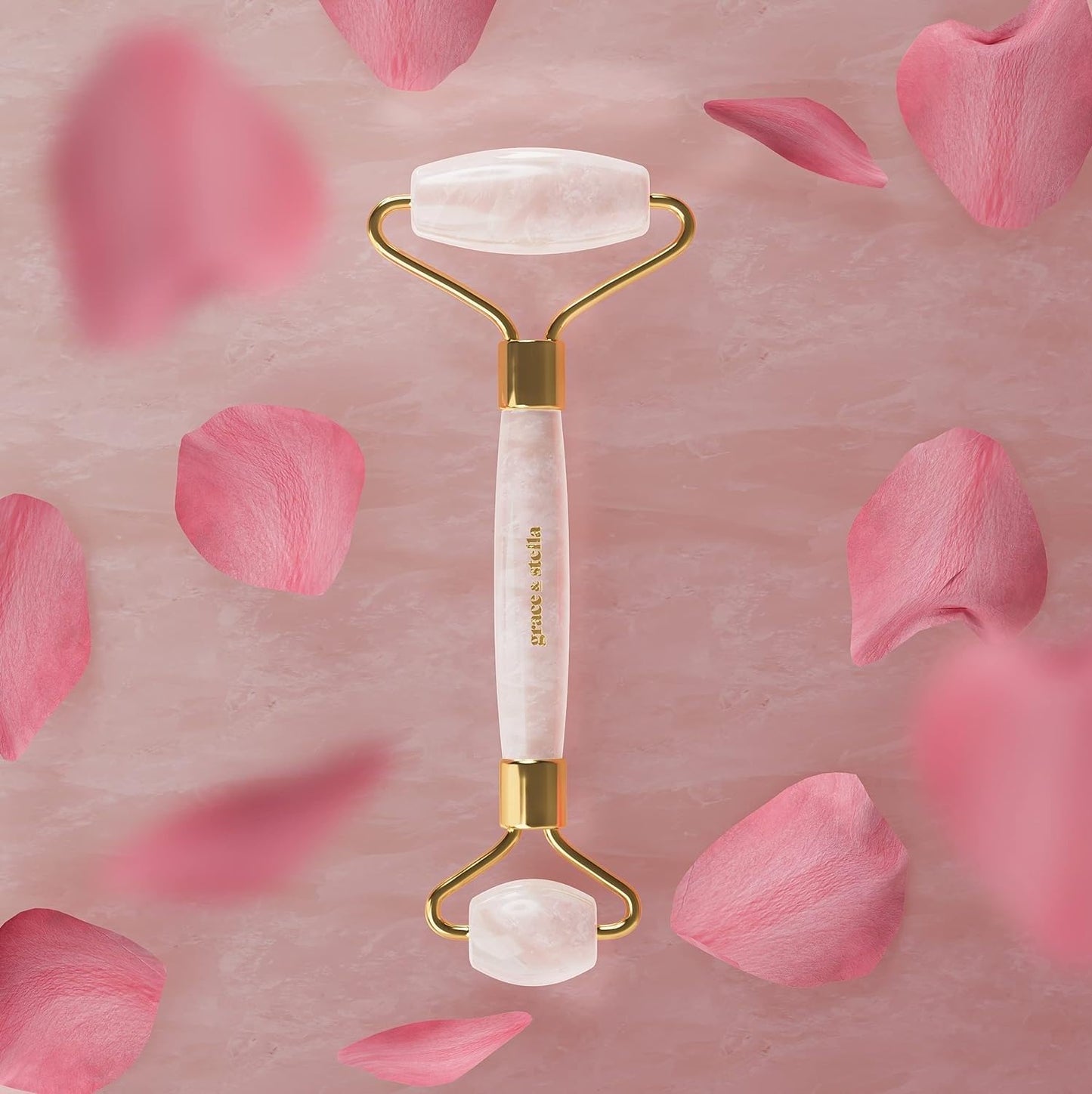 Rose Quartz Face Roller - Face Roller Skin Care - Facial Roller - Stone Roller For Face - Face Massager Roller For Lymphatic Drainage, Puffiness