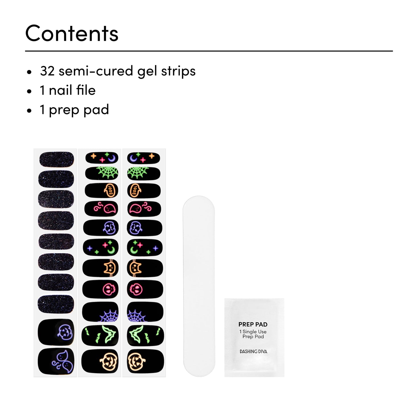 Dashing Diva Gloss Nail Strips - Deja Boo - UV Free, Chip Resistant, Long Lasting Gel Nail Stickers - 3-Piece Glow-In-The-Dark Manicure Set - Contains Beauty & Personal Care Dashing Diva