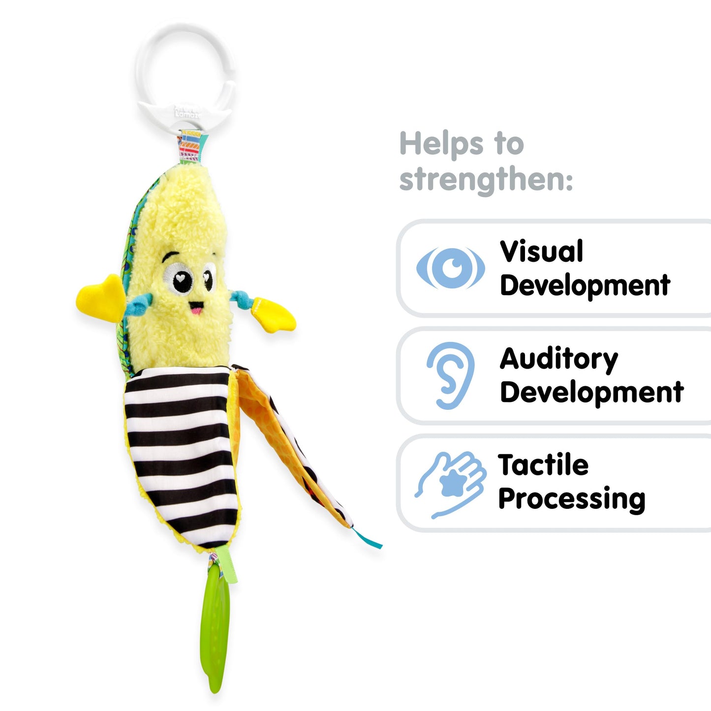 LAMAZE Bea The Banana, Clip on Pram and Pushchair Newborn Baby Sensory Toy, With Colours and Sounds, Development for Boys and Girls Aged 0 to 24…