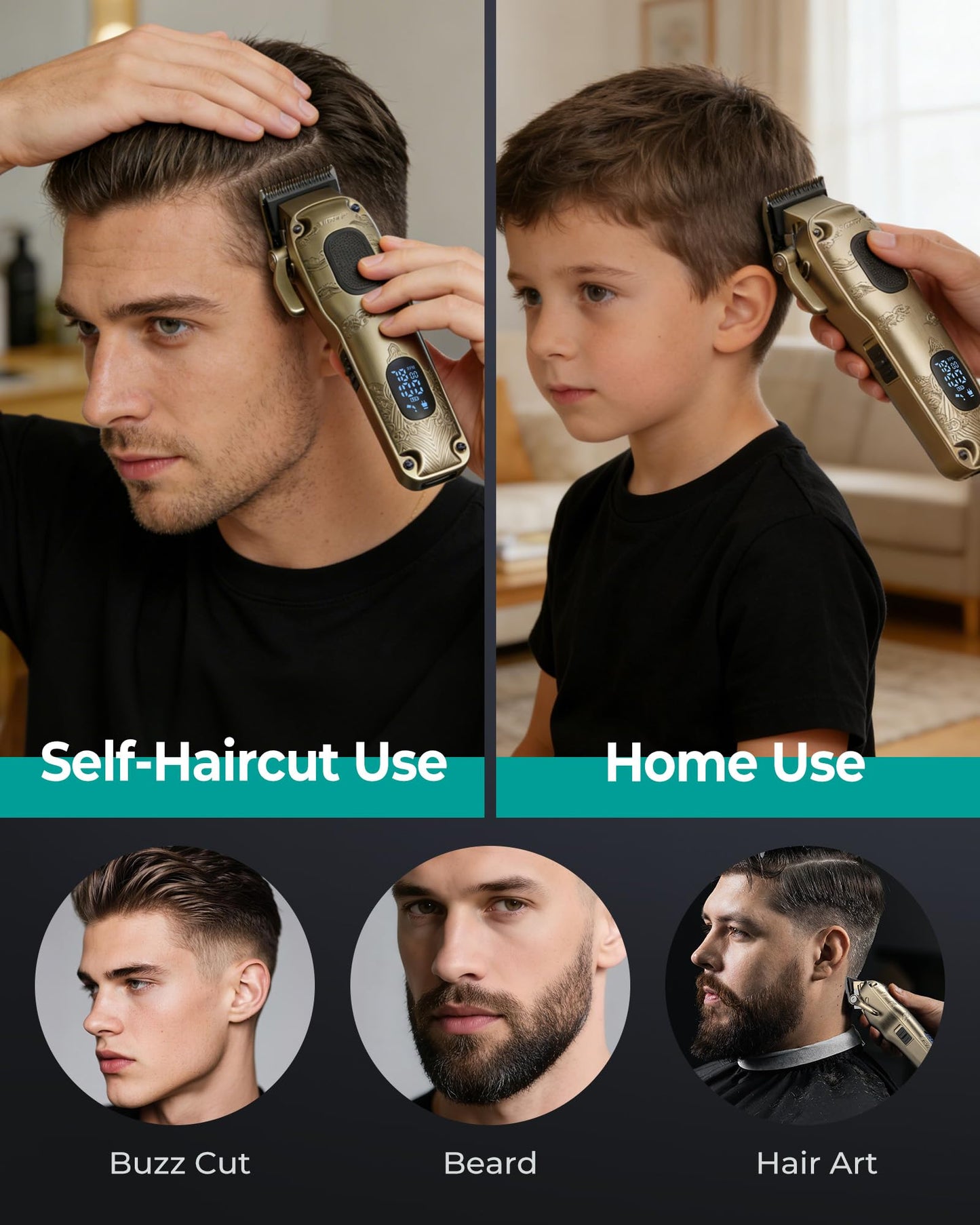VGRPRO Hair Clippers for Men Professional, Cordless & Corded Barber Clippers for Hair Cutting with Package Case, Electric Grooming Kit for Home Beauty and Personal Care VGRPRO