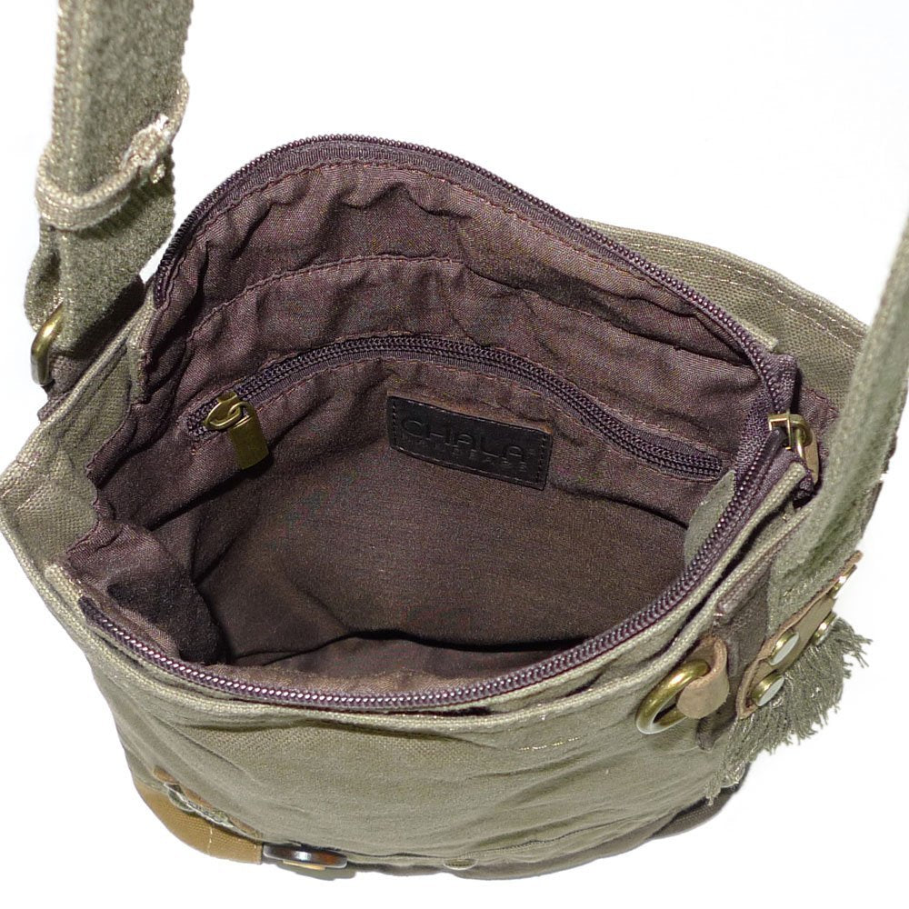 Chala Canvas Cross-body Messenger handbags with Key-fob/Coin Purse - (Chihuahua Puppy)