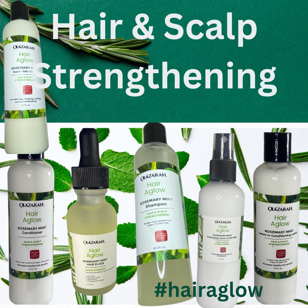Rosemary & Mint Hair & Scalp Bundle | Strengthening Shampoo, Conditioner, Leave-In Conditioner, Leave-In Mist Spray, Oil Serum & Styling Gellie