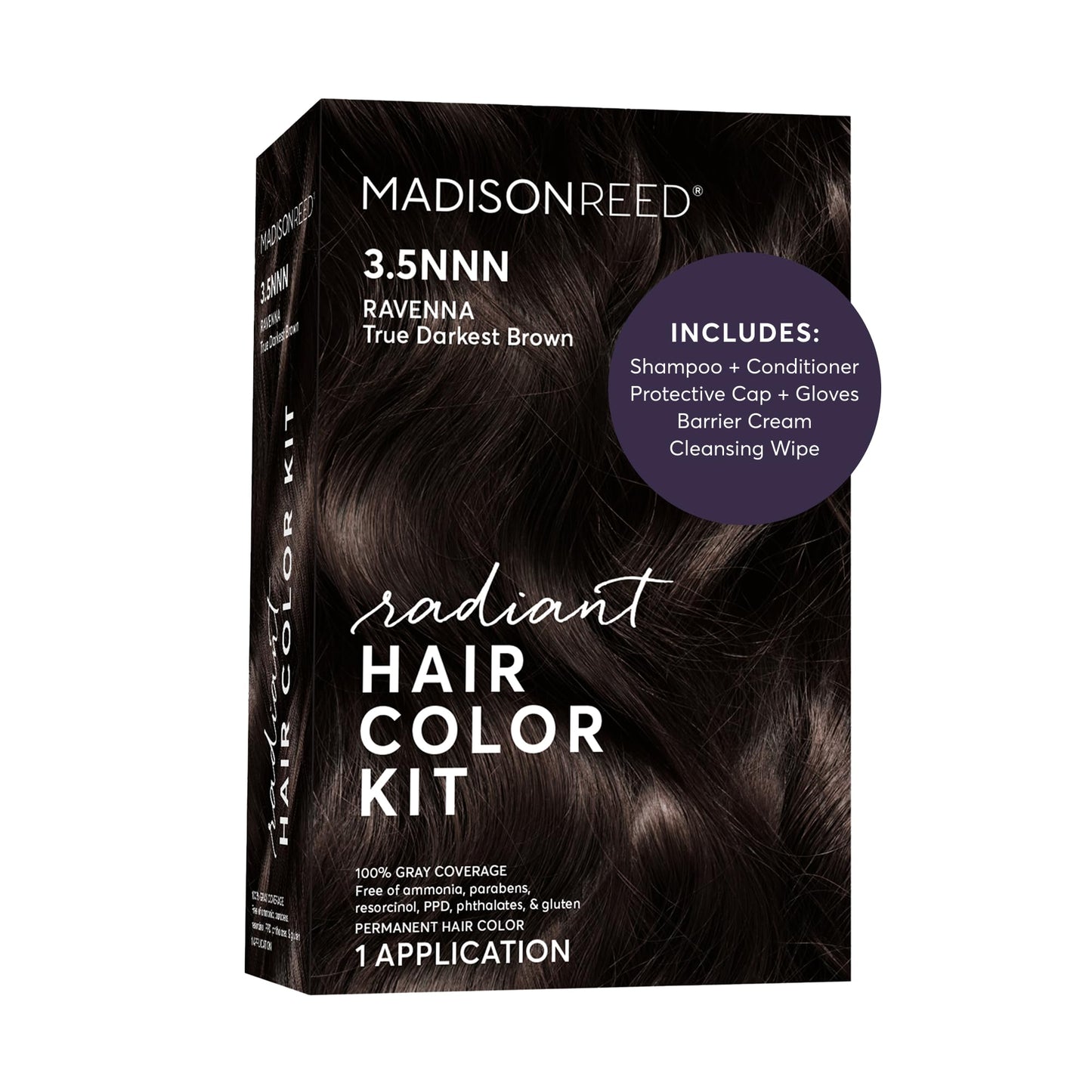 Madison Reed Radiant Hair Color Kit - 100% Gray Coverage for Resistant Grays, 3.5NNN Darkest Brown-Black (Ravenna Brown) | PPD-Free & Ammonia-Free, 1