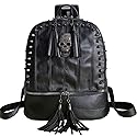 YOUNXSL Women Skull Rivet Backpack Purse Fashion PU Leather Designer Travel Bag Ladies Shoulder Bags(Black)