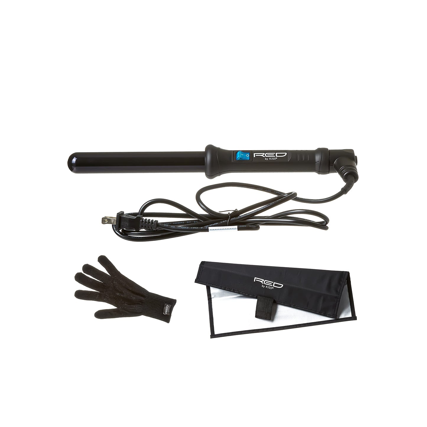 Kiss Red By Ceramic Tourmaline Curling Wand CIW021" inch, Black, 1 Count