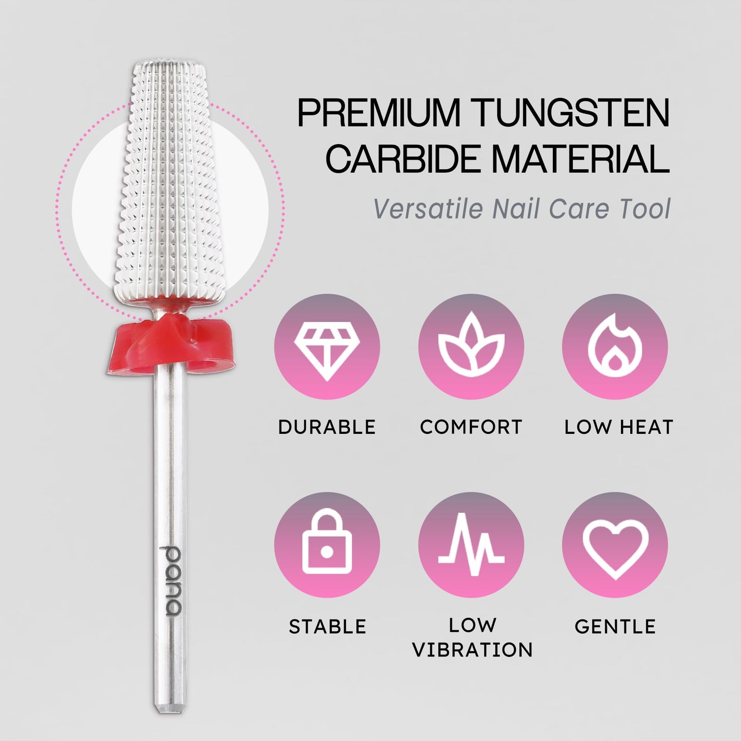 PANA Nail Carbide 5 in 1 Bit - Two Way Rotate use for Both Left and Right Handed - Fast Remove Acrylic or Hard Gel - 3/32" Shank - Manicure, Nail Art