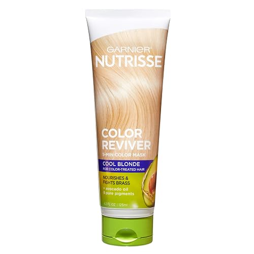 Garnier Nutrisse 5 Minute Nourishing Color Hair Mask with Triple Oils Delivers Day 1 Color Results, for Color Treated Hair, Cool Blonde, 4.2 fl. oz.