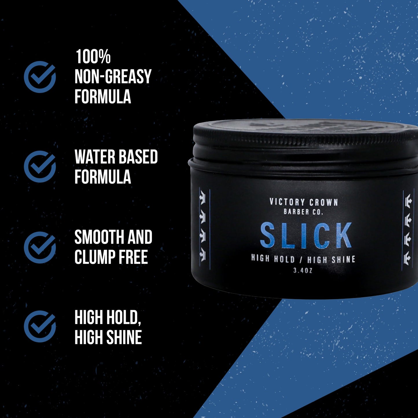 Victory Crown Slick Pomade High Hold & High Shine Natural Hair Styling Grease for Sleek Polished Looks, 3.4 Oz