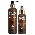 Argan Magic Defining Curl Cream & Hair Cream Oil Combo Pack - Enhances Waves & Curls, Adds Definition | Restores Manageability | Adds Silky, Glossy