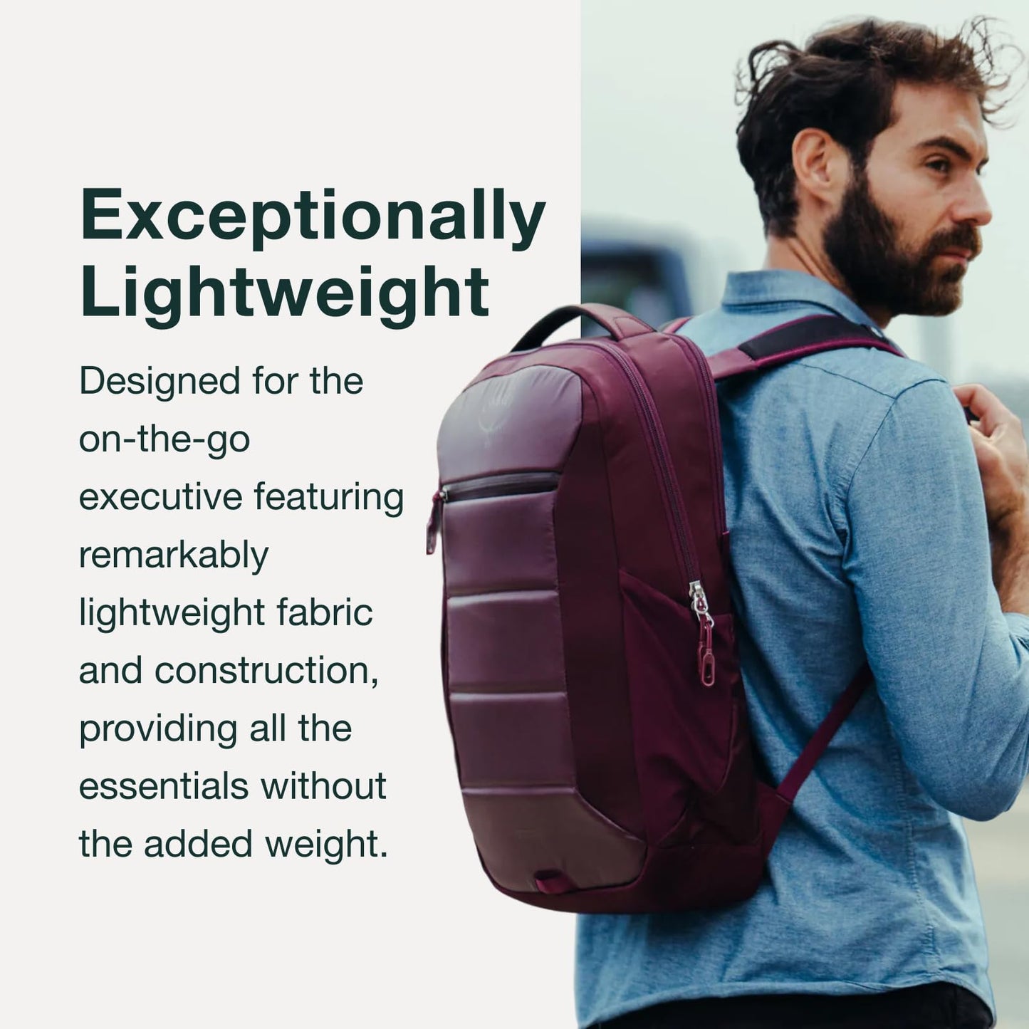 Osprey Ozone Slim Pack - Lightweight Laptop Backpack with AirScape Suspension, Water Bottle Pockets & Slim Travel Design - Fits Most 16" Laptops - Personal Item or Carry-On Compatible, Black