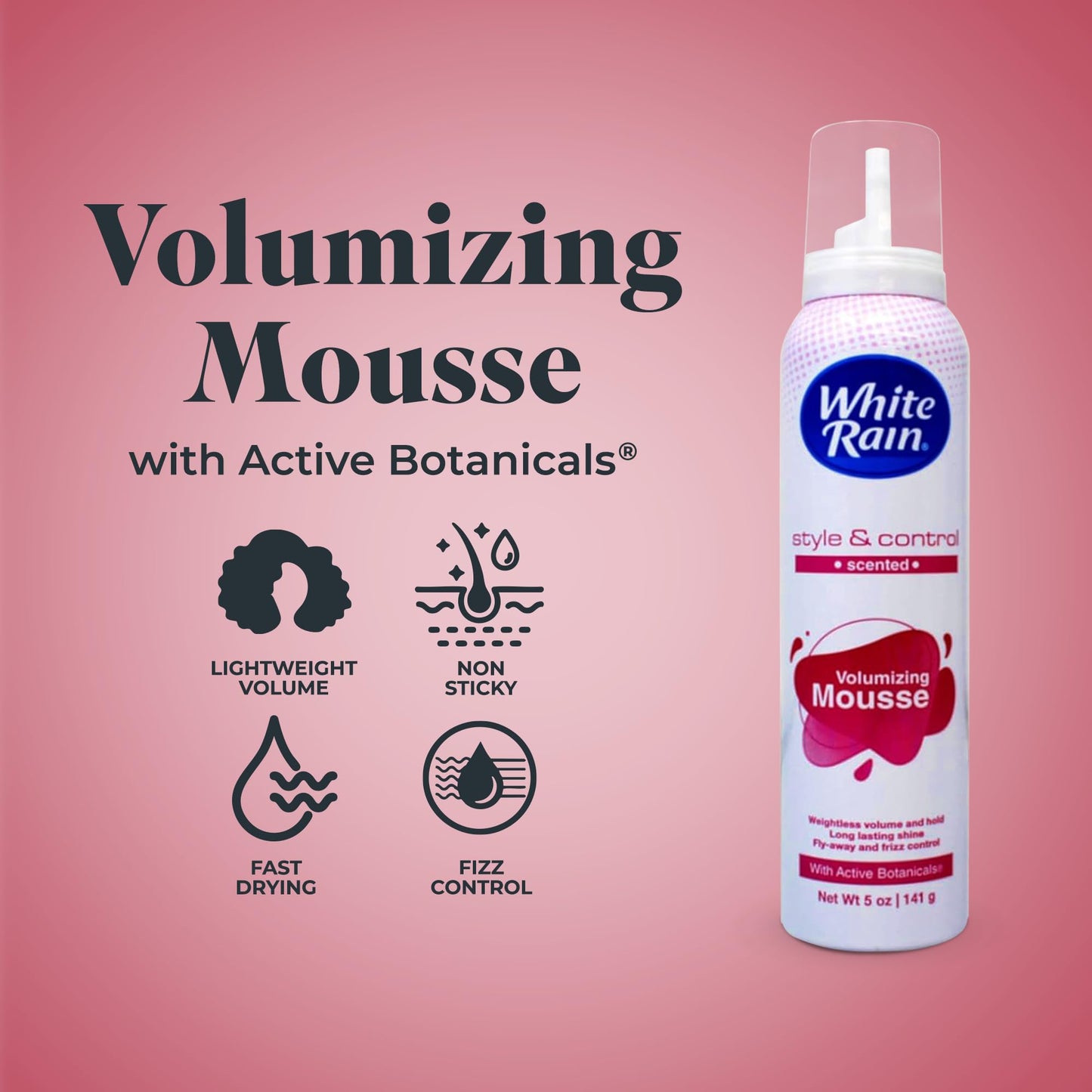White Rain Volumizing Mousse for Hair Volume - 3 Pack 5 oz Each, Lightweight Styling Volume Hair Mousse for Women, Frizz Control & Root Lift, Fresh