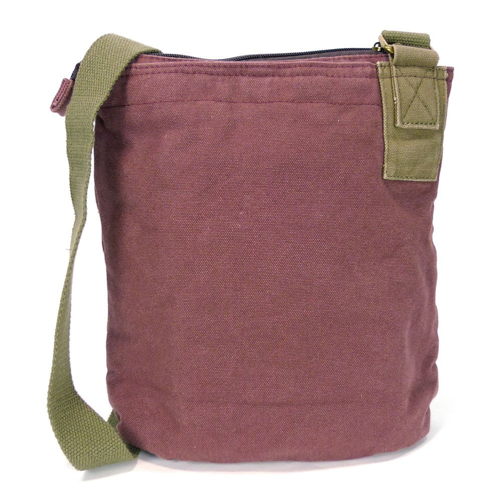 Chala Canvas Crossbody Messenger handBags with Keyfob/Coin Purse - (Green Paw) (Mauve- Teal Paw)