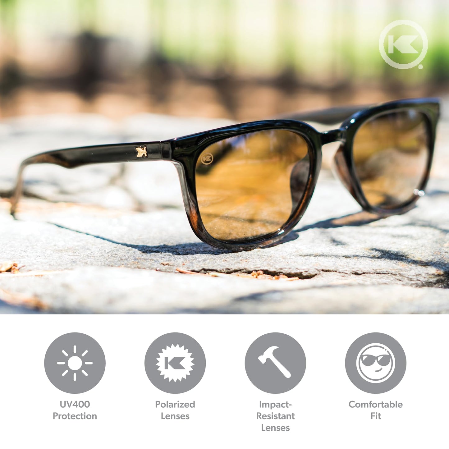 Knockaround Paso Robles Polarized Sunglasses for Women & Men - Impact Resistant Lenses & Full UV400 Protection, Black And Tortoise Shell Frames/Brown