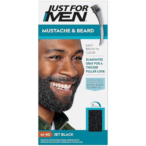 JUST FOR MEN Color Gel Mustache, Beard & Sideburns 115 Jet Black 1 Each (Pack of 10)
