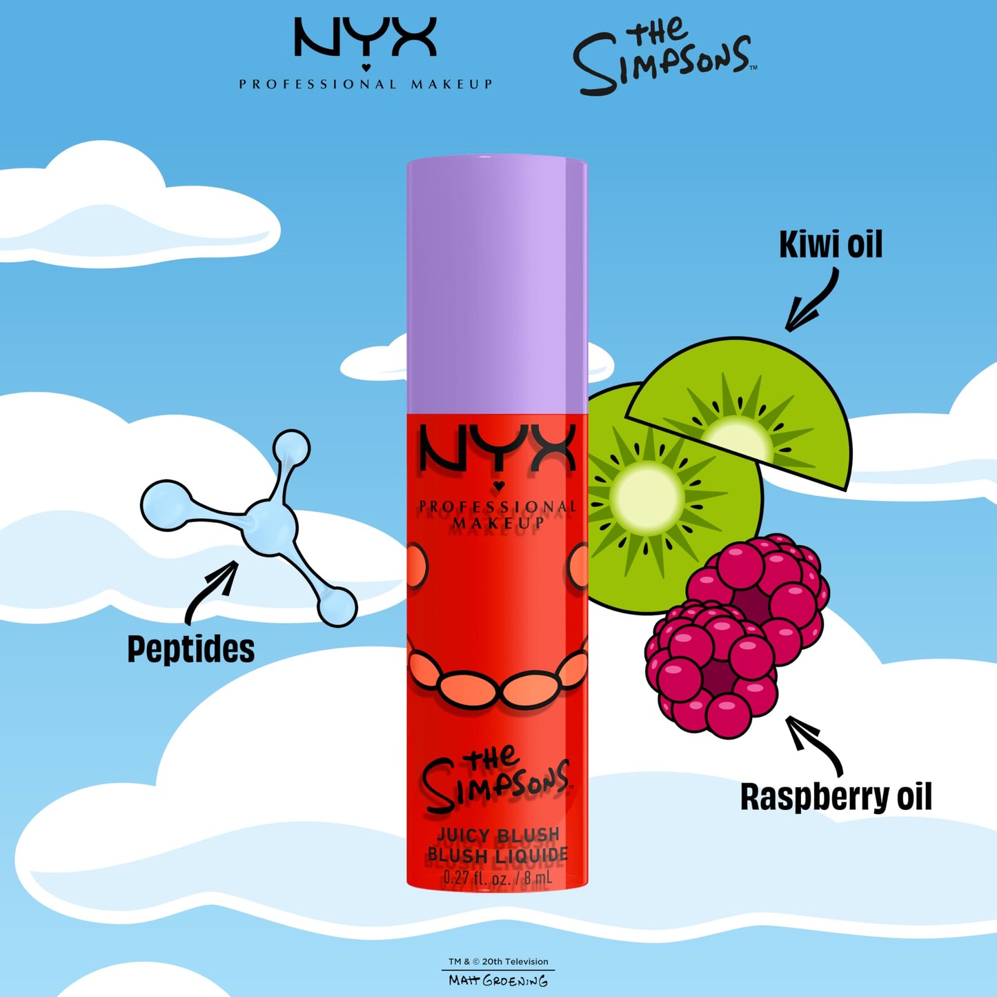 NYX PROFESSIONAL MAKEUP Saucy Sisters' Fat Cheeks Blush, Juicy Liquid Blush For A Radiant Pop of Color, The Simpsons Collaboration, Vegan