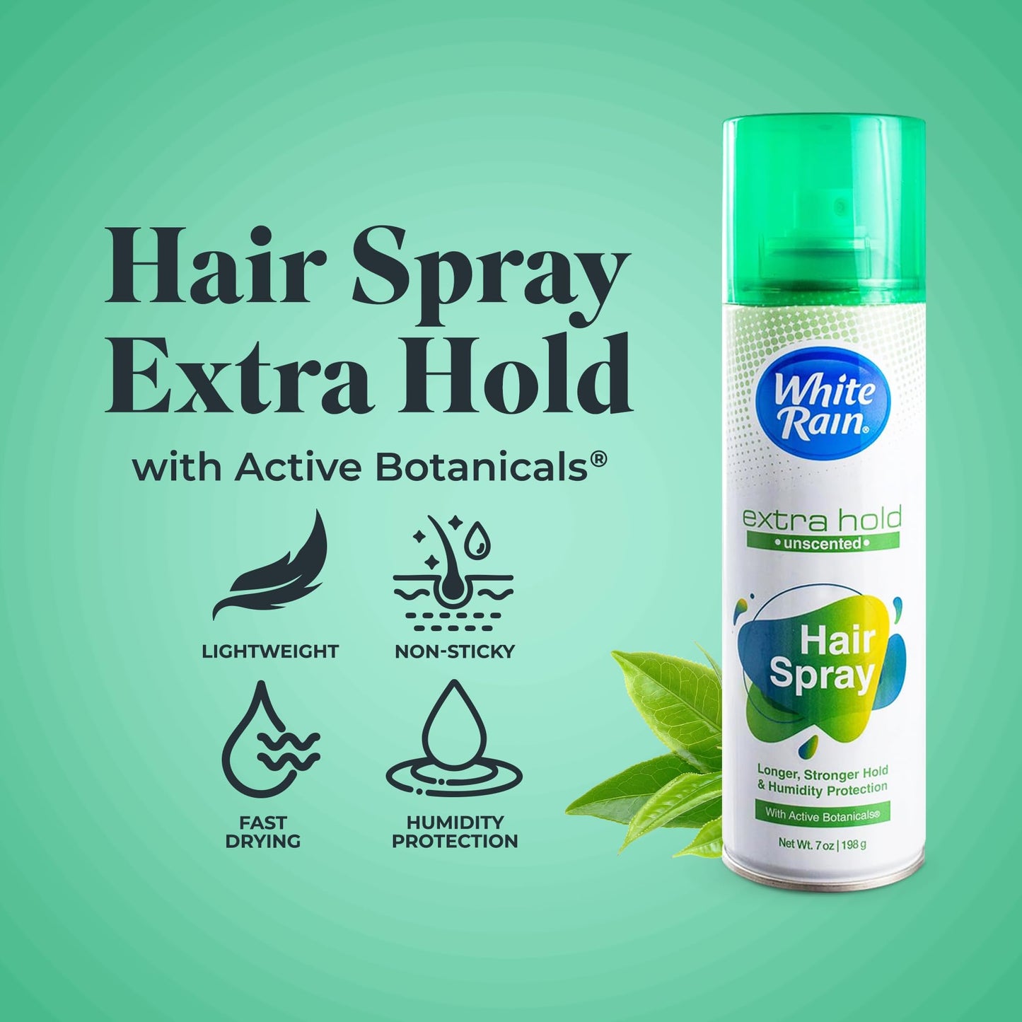 White Rain Hairspray Extra Hold Unscented, 7 oz (Pack of 2), Aerosol Hairspray for Women & Men, Humidity Resistant, Fragrance-Free, Non-Sticky