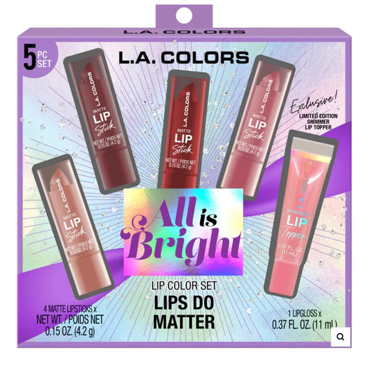 L.A. COLORS 5pc All Is Bright Lip Color Set, Lips Do Matter, 1 Count (Pack of 1) Beauty & Personal Care L.A. COLORS