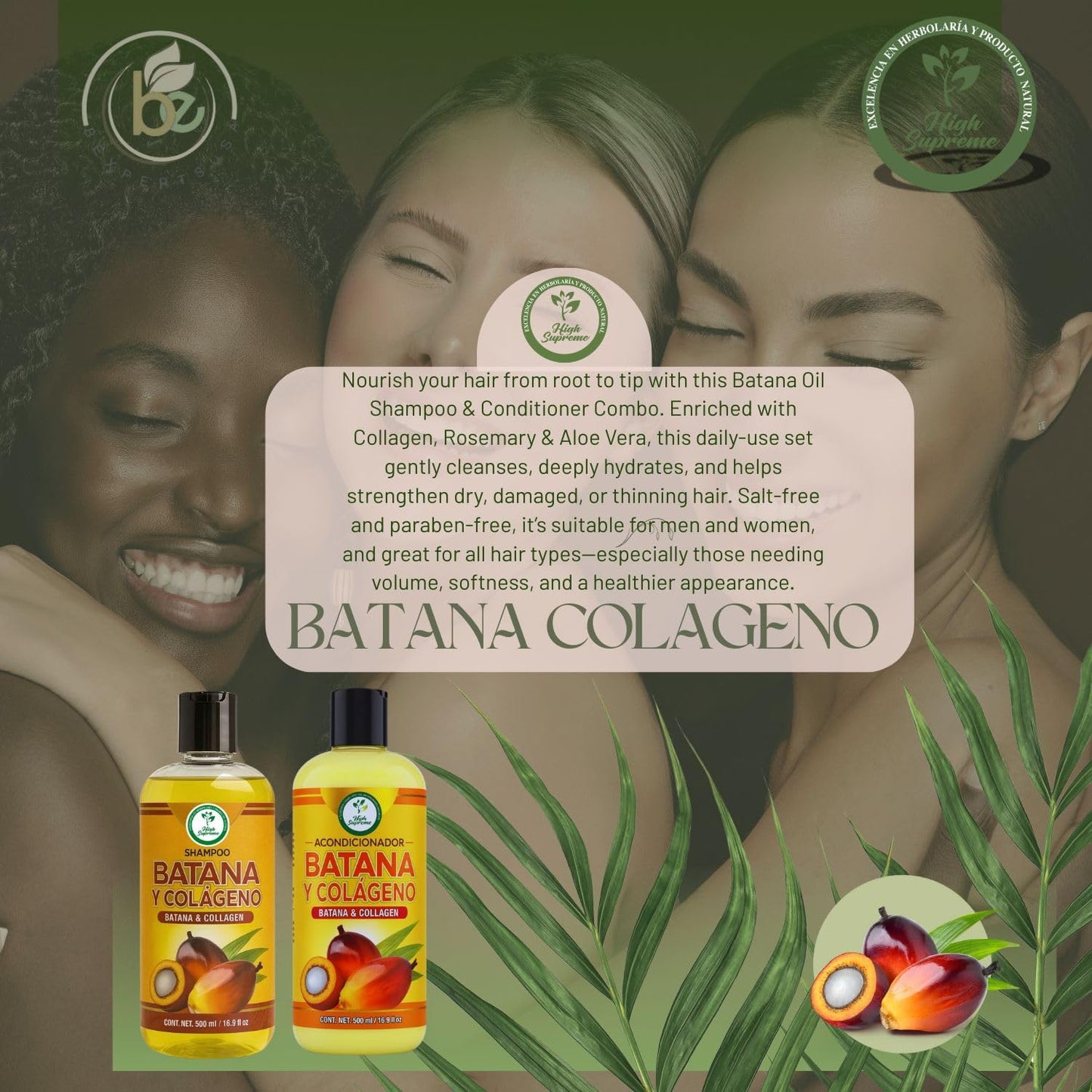 Batana Oil Shampoo with Collagen, Rosemary & Aloe Vera & Conditioner Combo - 16.9 fl oz Each - Nourishing & Moisturizing Combo - Salt-Free