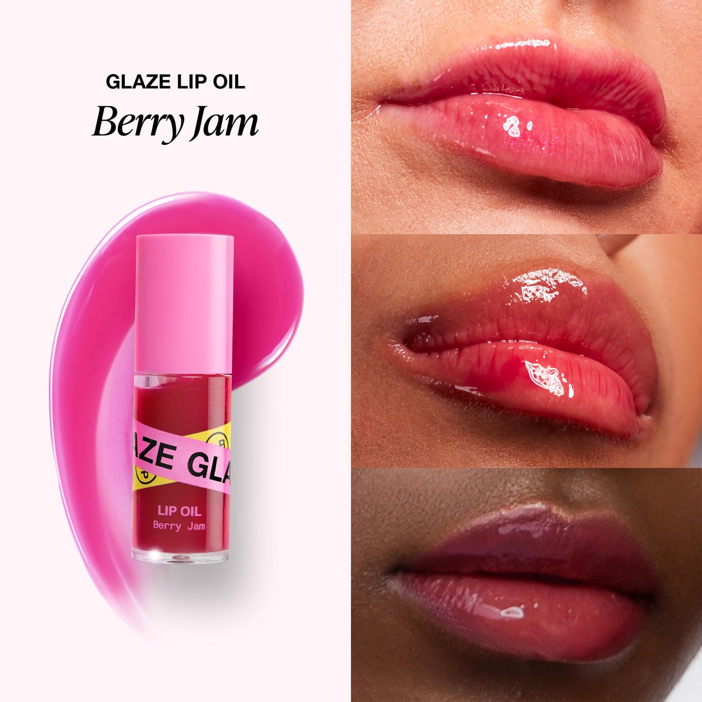 Innbeauty Project Glaze Lip Oil Berry Jam, Hydrating Vegan Lip Oil Gloss Hybrid, 0.2 OZ