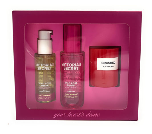 Victoria's Secret 3-Piece Wild Rose Amber Gift Set Beauty & Personal Care Victoria's Secret