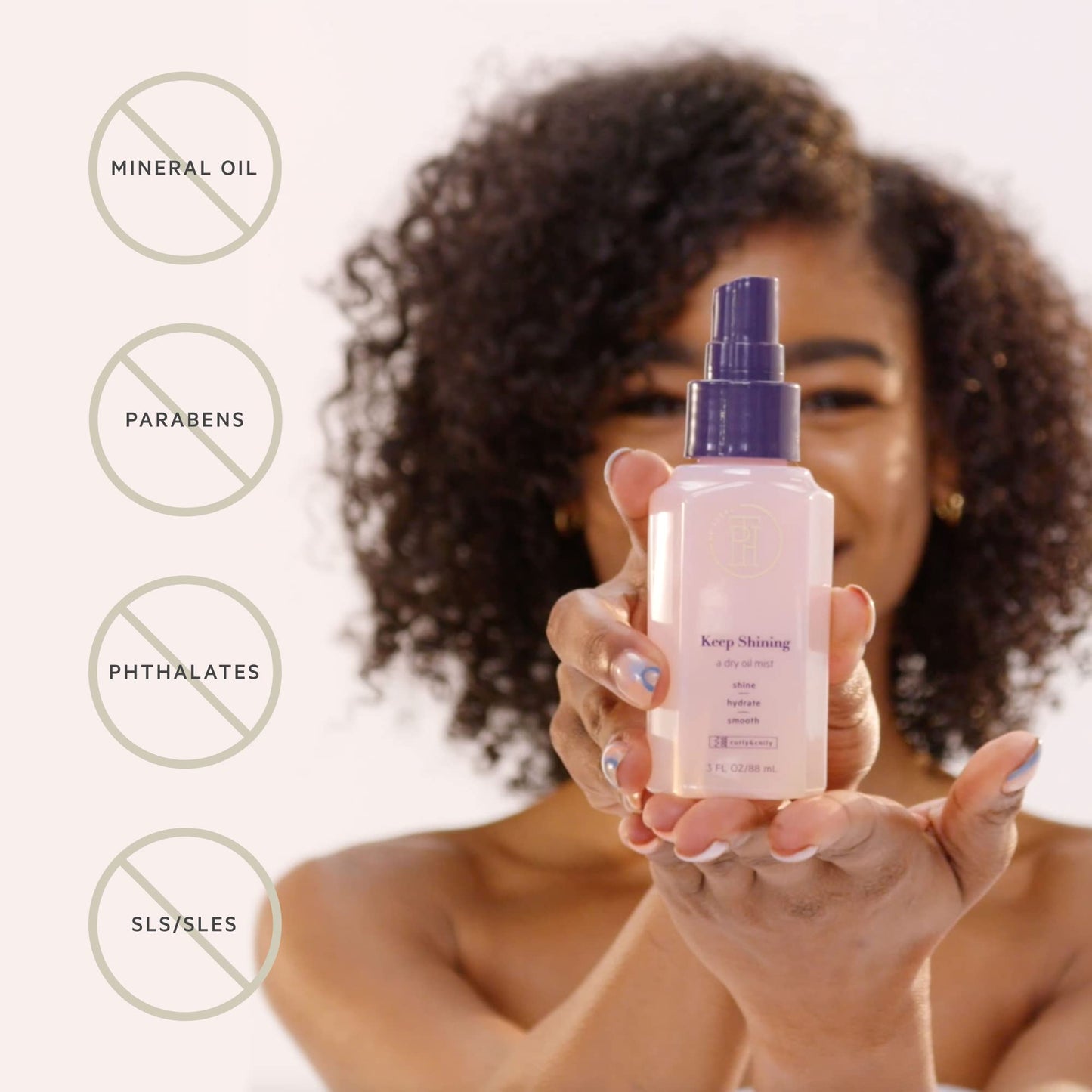 TPH BY TARAJI Keep Shining Dry Oil Mist for Coily & Curly Hair | Protective Gloss & Hair Shine Spray Helps Reduce the Look of Split of Ends | Cruelty