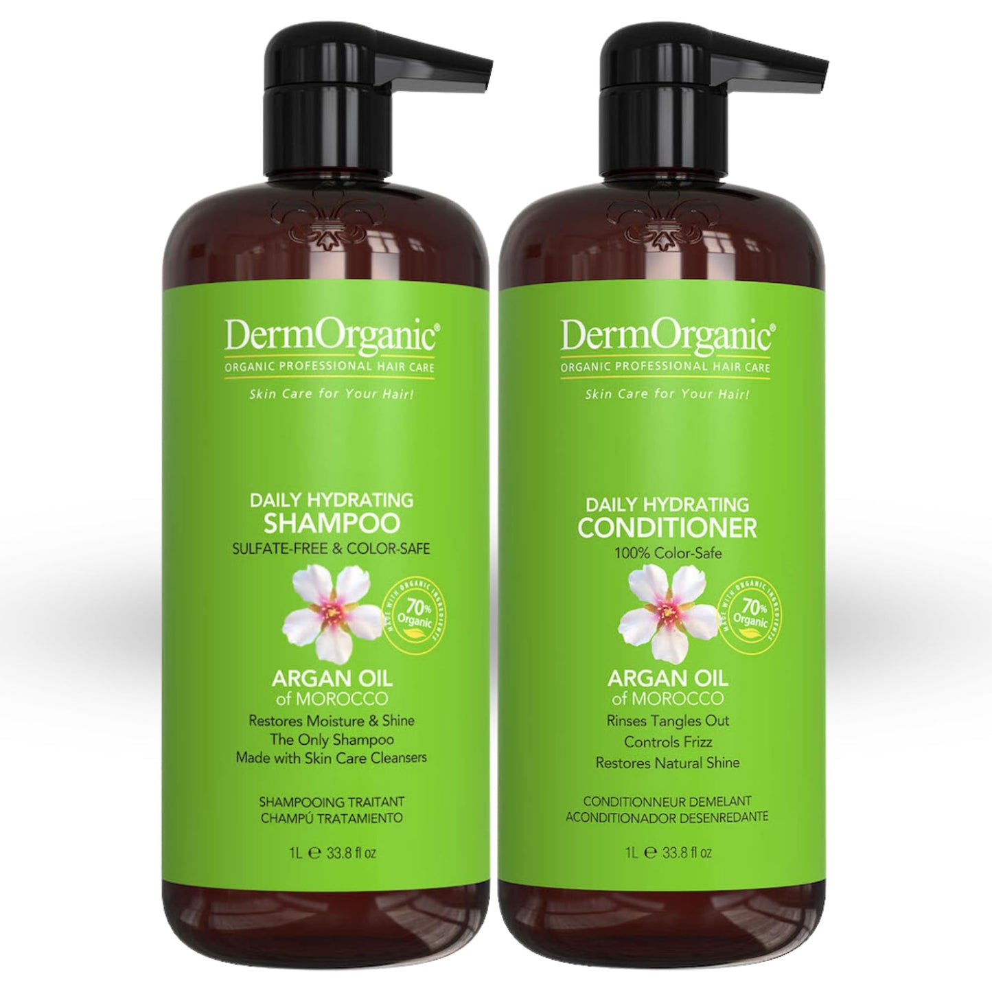 DermOrganic Daily Shampoo and Hydrating Conditioner with Argan Oil Duo Set , 33.8 fl.oz each