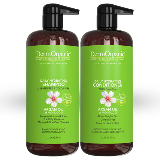DermOrganic Daily Shampoo and Hydrating Conditioner with Argan Oil Duo Set , 33.8 fl.oz each Beauty & Personal Care DermOrganic