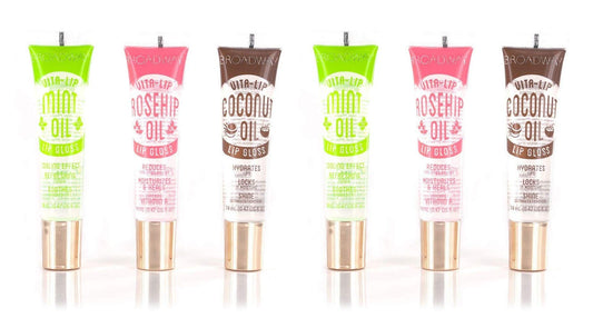 Ruby Kisses Broadway Vita-Lip Clear Lip Gloss (6 Pack Mint, Rosehip, Coconut Oil), Ultra-Hydrating & Soothing Formula with Vitamin Oils, High-Shine