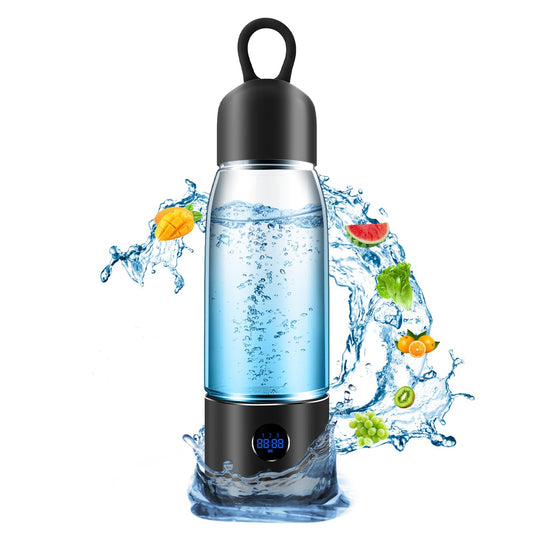 Hydrogen Water Bottle with Three Modes Produces 5000 PPB of Hydrogen Water in 8 Minutes,Made of Aluminium and Glass,with Colorful Light,Rechargeable