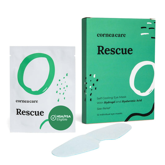 CorneaCare Rescue: Hydrogel Self Cooling Compress | Cold Eye Masks for Puffy Eyes | Self Cooling Eye Compress for Fast Relief | Travel Ready | 12