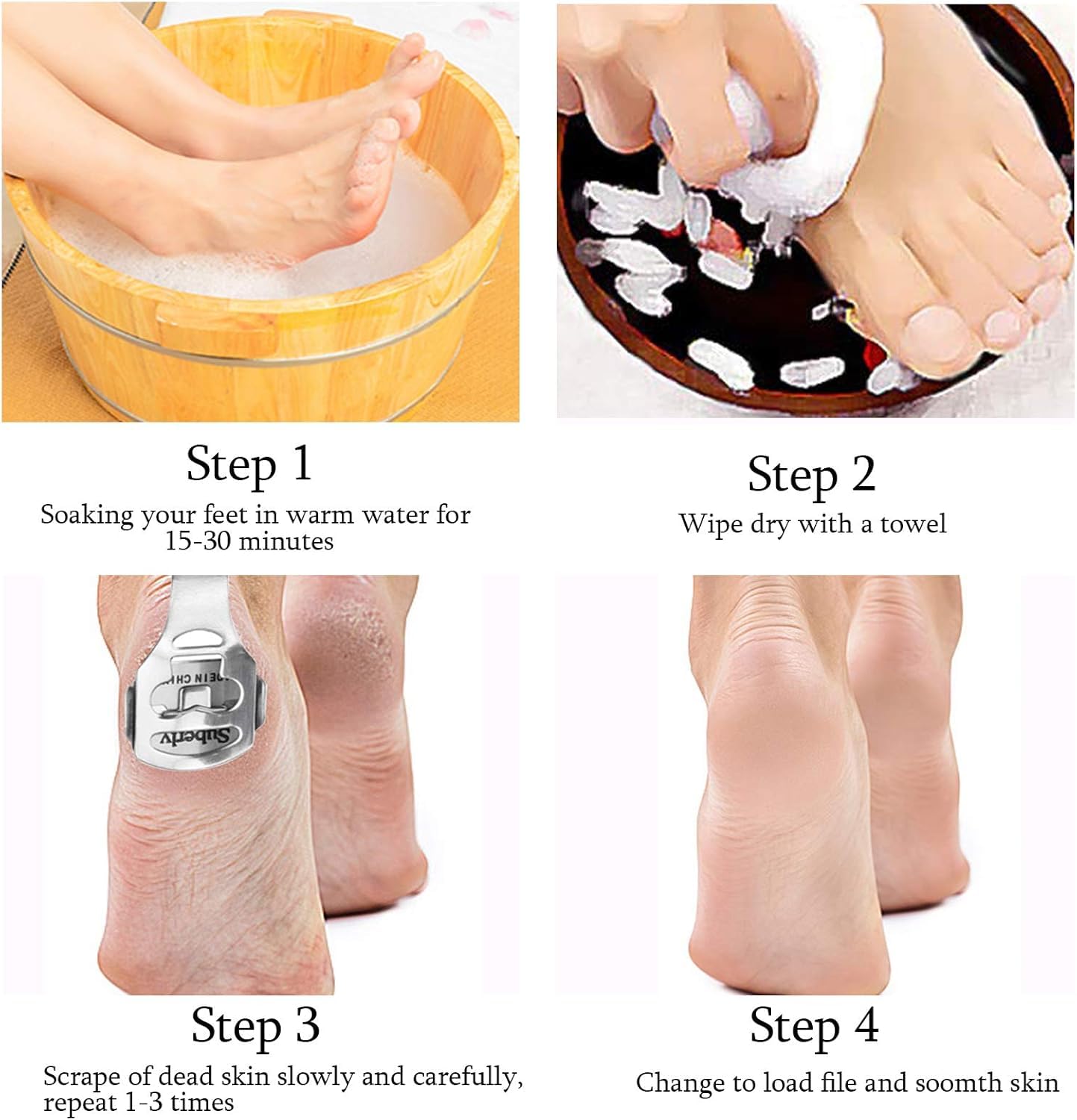 52 Pcs Callus Shaver Set,1 Stainless Steel Foot Razor with 50 Replacement Slices Blades and 1 Foot File Head Foot Care Tools,Foot Shaver Callus