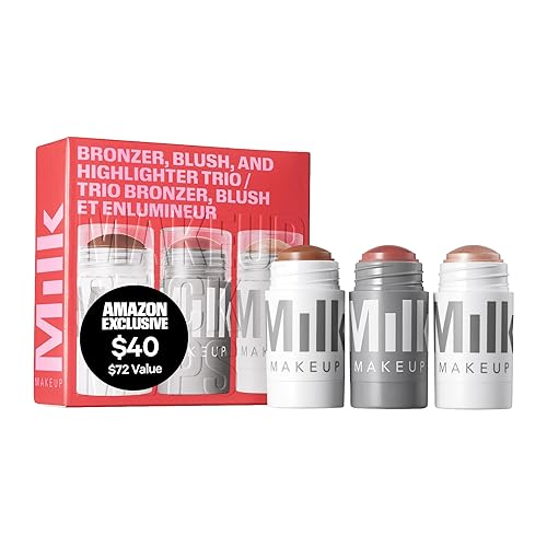 Milk Makeup Bronzer, Blush + Highlighter Full Size Trio - Bronzer in Baked .19oz, Cream Blush + Lip Color in Werk (Dusty Rose) .21oz + Highlighter